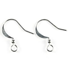 Earwire, Flat Hook with 3mm Ball and Open Loop 20gauge – .999 Fine Silver Plated Brass