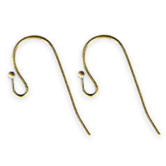 Earwire, 12mm Earwire Fish Hook with 1.5mm Ball and Open Loop 22gauge - Antique Bronze Plated Brass