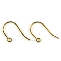 Earwire, 15mm Earwire Hook with Open Loop 21gauge – 24K Gold Plated Brass