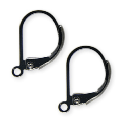 Earring Lever Back 14mm Open Loop - Gunmetal