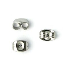 Earnut, 6x5mm - Rhodium Plated Brass