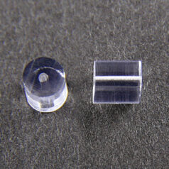 Earnut, 3x3mm Tube Shape Earnut in Clear Rubber