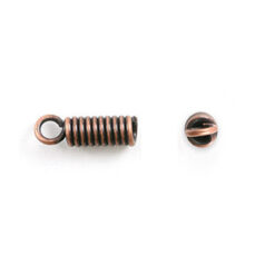 Clasp, 10x3mm Cord Coil Clasp with 2mm inside diameter with Loop - Antique Copper Plated