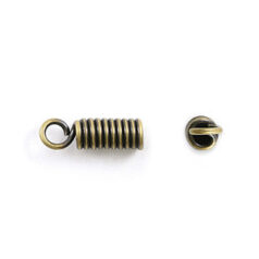 Clasp, 10x3mm Cord Coil Clasp with 2mm inside diameter with Loop - Antique Bronze Plated