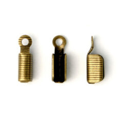 End Crimp, 11x4.5mm Cord End Crimp Fold Over with 4mm inside diameter and Loop - Antique Bronze Plated