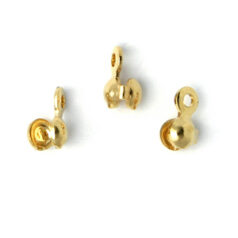Clamshell Bead Tip with Closed Loop 7×3.5mm 14 kt Gold Plating