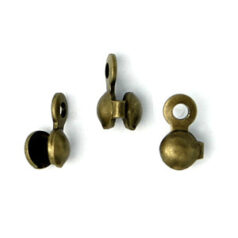 Bead Tips, 7×3.5mm Clamshell Bead Tip with Closed Loop – Antique Bronze Plated Brass