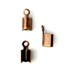End Crimp, 8x3.5mm Cord End Crimp with 3mm inside diameter and Closed Loop - Antique Copper Plated Brass