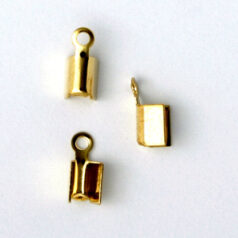 End Crimp, 8x3.5mm Cord End Crimp with 3mm inside diameter and Closed Loop - Gold Plated Brass