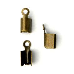 End Crimp, 8x3.5mm Cord End Crimp with 3mm inside diameter and Closed Loop - Antique Bronze Plated Brass
