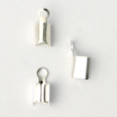 End Crimp, 8x3.5mm Cord End Crimp with 3mm inside diameter and Closed Loop - Silver Plated Brass