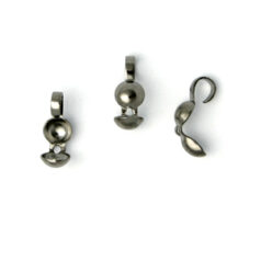 Bead Tip, 8×3.5mm Clamshell Bead Tip with Open Loop – Gunmetal Plated Brass