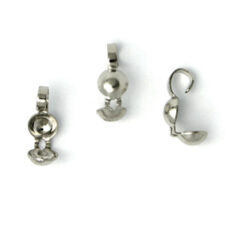 Bead Tip, 8×3.5mm Clamshell Bead Tip with Open Loop – Rhodium Plated Brass Nickel Free