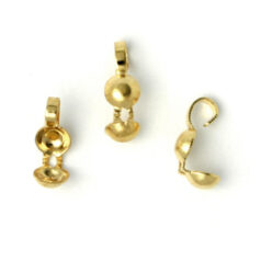 Bead Tip, 8×3.5mm Clamshell Bead Tip with Open Loop – Gold Plated Brass