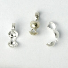 Bead Tip, 8×3.5mm Clamshell Bead Tip with Open Loop – Silver Plated Brass