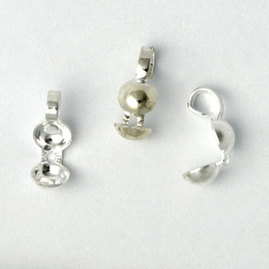 Bead Tip, 8×3.5mm Clamshell Bead Tip with Open Loop – Silver Plated Brass