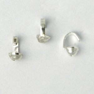 Bead Tip, 5x3mm Small Cup Bead Tip with Hole - Silver Plated Brass