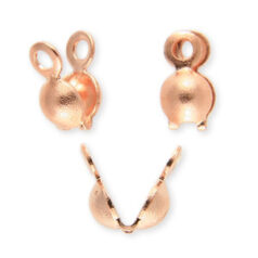 Bead Tip, 7x3.5mm Clamshell Bead Tip with 2 Closed Loop (Double Loop) - Copper Plated Brass