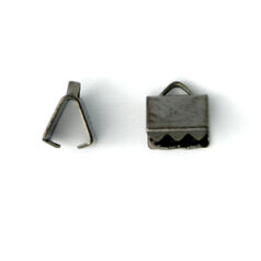 Crimp End, 6mm length 6.5mm width Smooth Crimp End - Gunmetal Plated Metal
