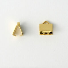 Crimp End, 6mm length 6.5mm width Smooth Crimp End - 24K Gold Plated Metal