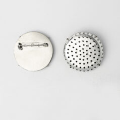 Brooch, 35mm Brooch Clip Flat Disc with 4 prongs setting with Perforated beading Disc - Nickel Plated Steel
