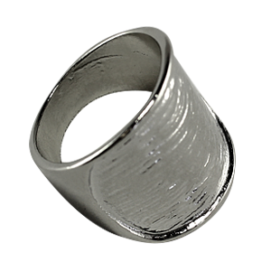 Ring,  Size 6 (wide) Finger Ring Base Metal - Rhodium Plated