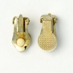 Clip-on earwire 16mm, 9mm round flat pad w/ loop, 24K gold plated brass, lead free