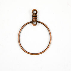Earring Hoops, Earring Hoop 20mm with Clip with 2 holes - Antique Copper