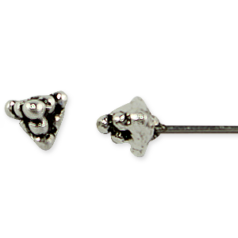 Headpin, Decorative 2" in 21Gauge with 3.5mm beaded Pyramid - Antique Silver Zinc Based Alloy