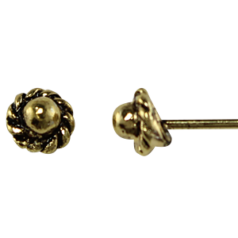 Headpin, Decorative 2" in 21Gauge with 3.5mm Rondelle bead - Antique Gold Zinc Based Alloy
