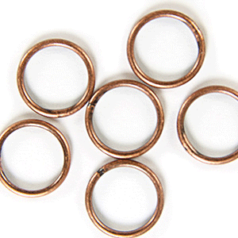 Jump Ring, 10mm Jump Ring Closed (1.0mm/18ga. wire) - Antique Copper Plated Brass