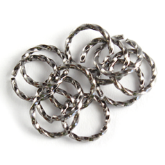 Jump Ring, 8mm Jump Ring Open Twisted in 18gauge - Rhodium Plated Brass