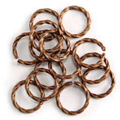 Jump Ring, 8mm Jump Ring Open Twisted in 18gauge - Antique Copper Plated Brass