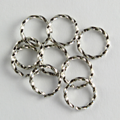 Jump Ring, 8mm Jump Ring Open Twisted in 18gauge - Silver Plated Brass