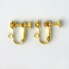 Earring Clip, 15mm Earring Clip-on Clips with 5mm ball and Open Ring - Gold Plated Brass