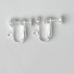 Earring Clip, 15mm Earring Clip-on Clips with 5mm ball and Open Ring - Silver Plated Brass