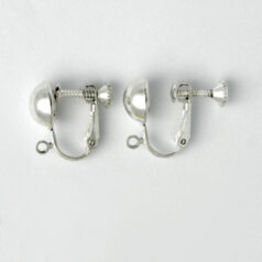 Earring Clip, 15mm Earring Clip-on Clips with 10mm ball and Open Ring - Silver Plated Brass