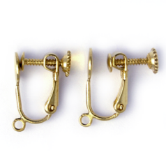 Earring Clip, 15mm Earring Clip-on Clips with 7mm ball and Open Ring - Antique Bronze Plated Brass