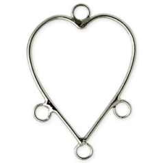 Earring, 34x23mm Earring Heart with three loops and one at the top – NIckel  Plated Stainless Steel