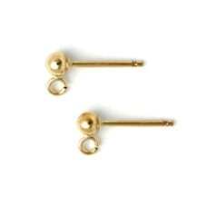 Earring Ball Post, Gold Filled earring ball post with 3mm ball and loop in 14kt/20