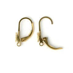 Earring Leverback, 14x9mm Gold Filled earring leverback with FleurDeLis Pattern with open loop in 14kt/20