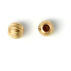 Bead, 3mm Gold Filled corrugated round bead in 14kt/20