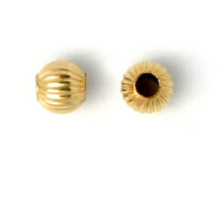 Bead, 4mm Gold Filled corrugated round bead in 14kt/20