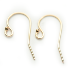 Earwire,  Earwire with 1.5mm Ball End in 21 gauge wire in Rose Gold Filled in 14kt/20 Rose Gold Filled
