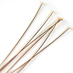 Headpin, Rose Gold Filled 2 inches Headpin in 26 Gauge (1mm Head diameter) in 14kt/20 Rose Gold Filled