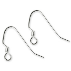 Earwire, 18mm Earwire with 2.5mm coil and open loop in 20 gauge (0.8mm wire) in Sterling Silver.925