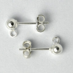 Sterling - 4mm Ball Earpost w/Loop and Friction Nut