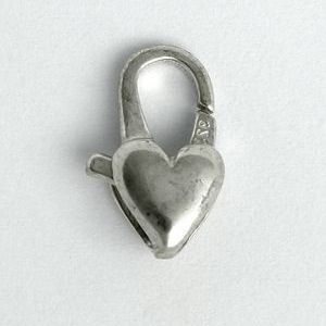 Clasp, 14x6mm Heart Clasp in Sterling Silver.925