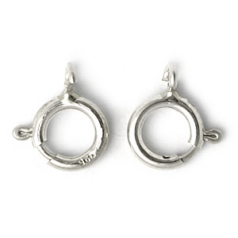 Clasp, 7mm Spring Ring Clasp with open loop in Sterling Silver.925