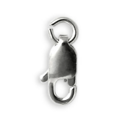 Clasp, 10x5mm Lobster Clasp with Open Jump Ring in Sterling Silver.925